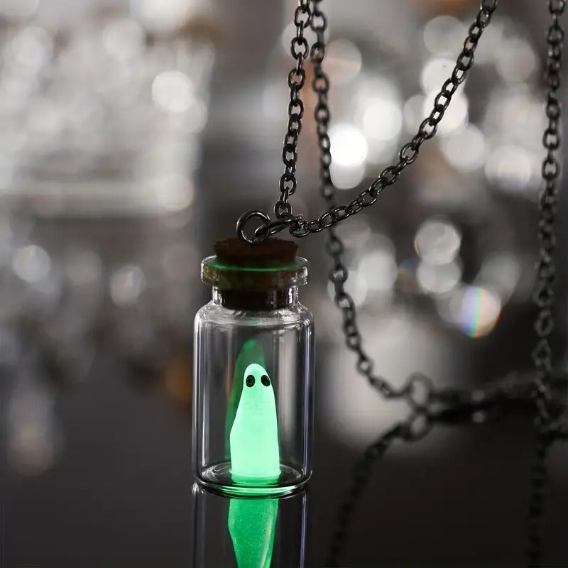 Wholesale Halloween Bottle Luminous Ghost Necklace